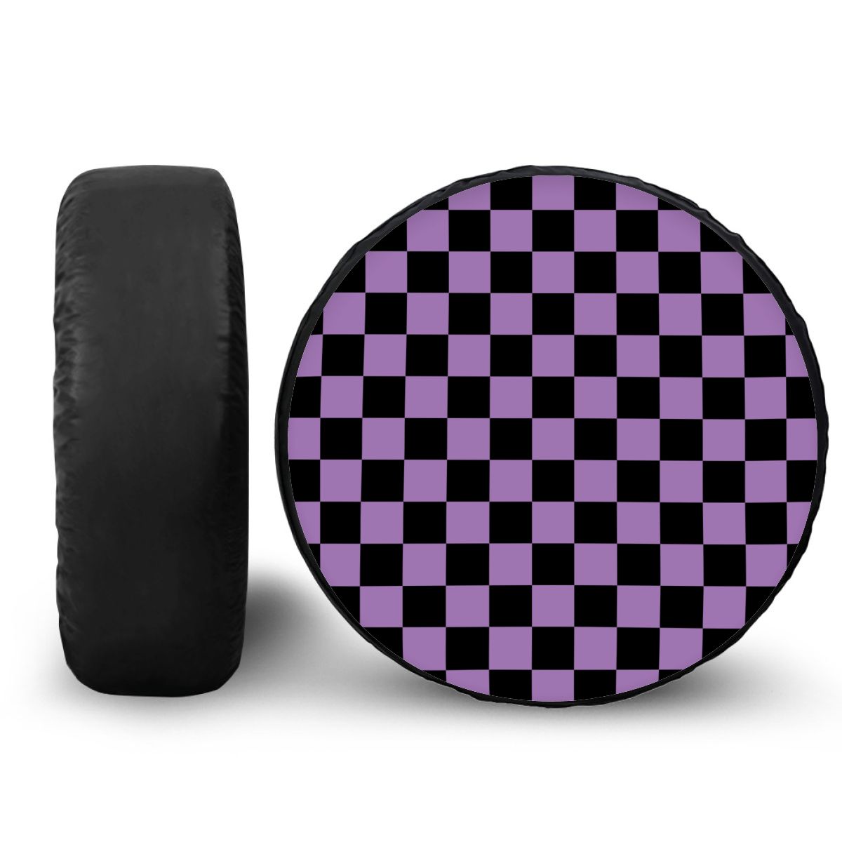 Black & Purple Checkered Spare Tire Cover