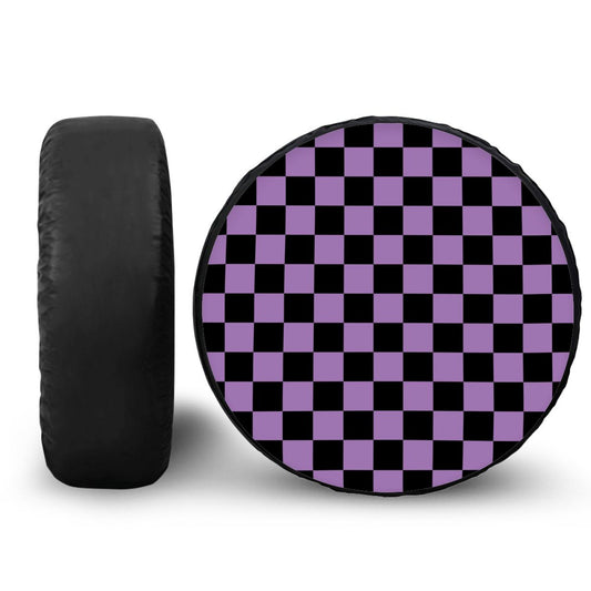 Black & Purple Checkered Spare Tire Cover