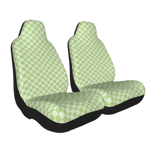 Green Checkered Car Seat Covers - Set of 2