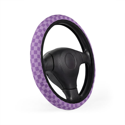 Purple Checkered Steering Wheel Cover
