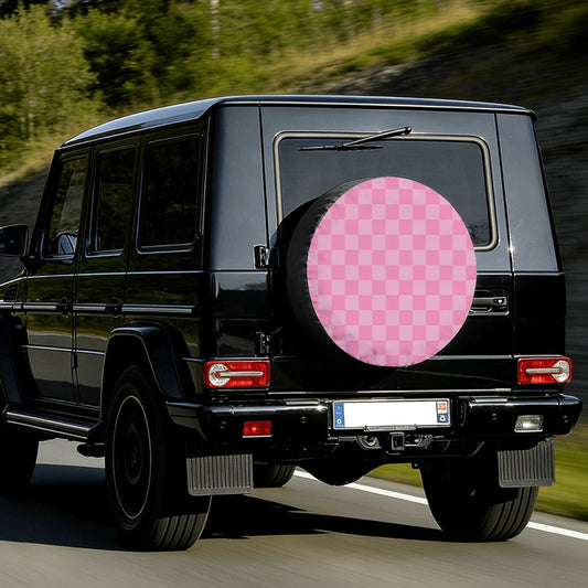 Pink Checkered Spare Tire Cover