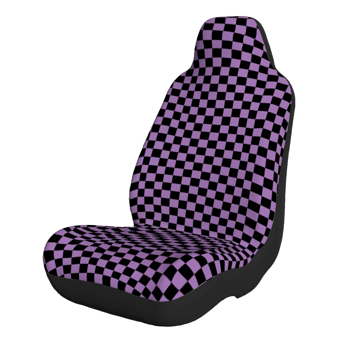 Black & Purple Checkered Car Seat Covers - Set of 2