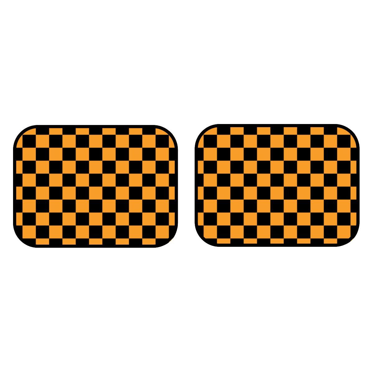 Black & Orange Checkered Car Mats - Set of 2 - Rear