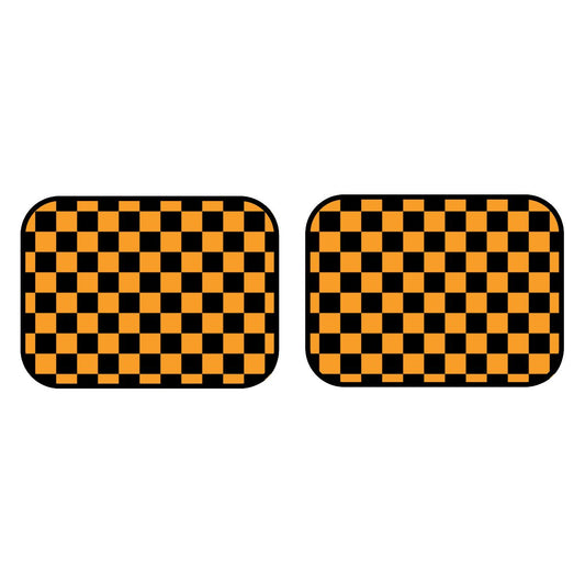 Black & Orange Checkered Car Mats - Set of 2 - Rear