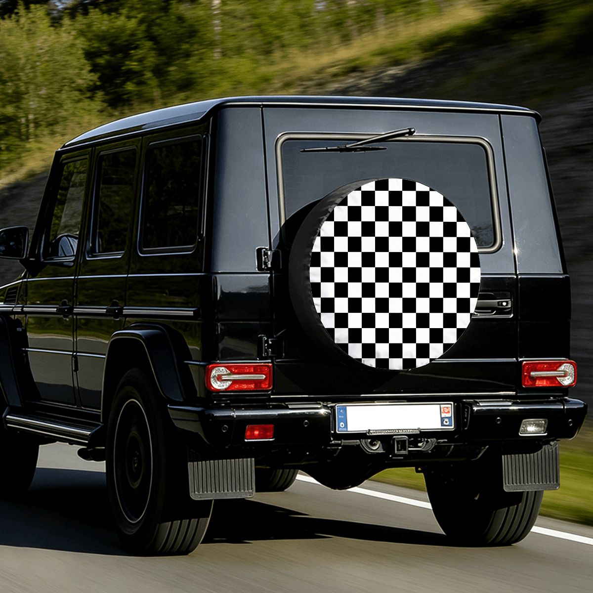 Black & White Checkered Spare Tire Cover