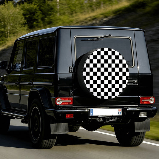 Black & White Checkered Spare Tire Cover