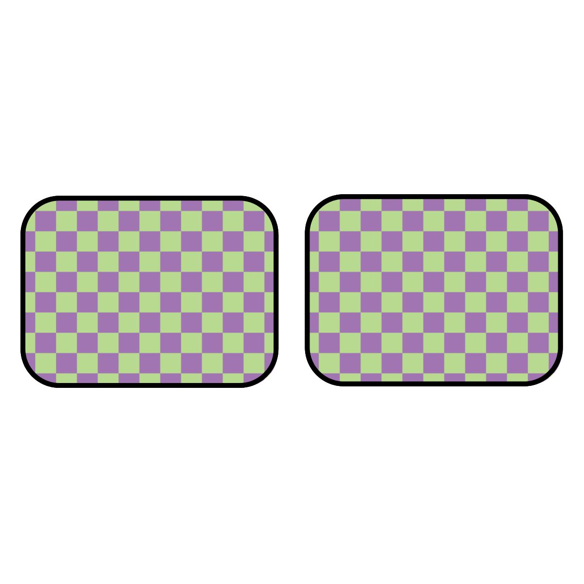 Purple & Green Checkered Car Mats - Set of 2 - Rear