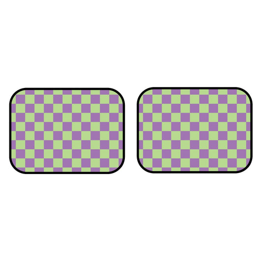 Purple & Green Checkered Car Mats - Set of 2 - Rear