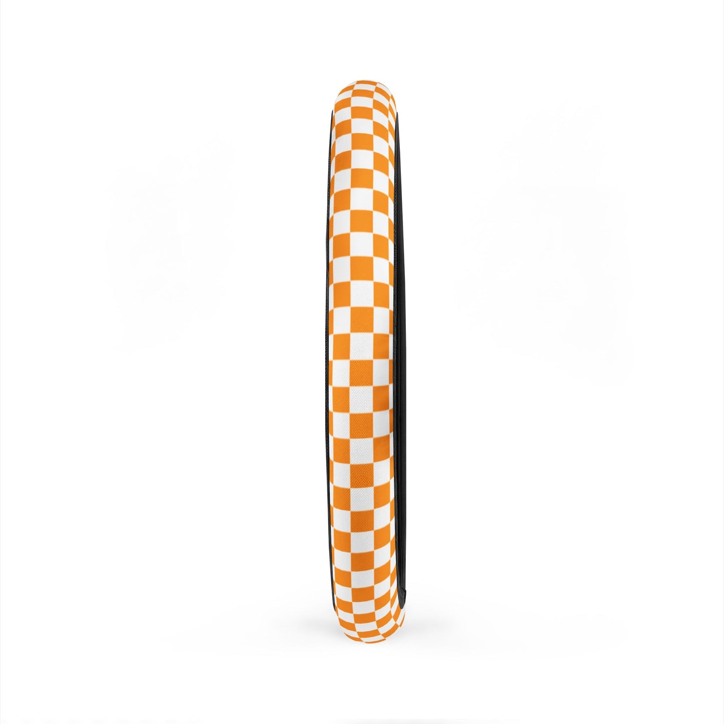 White & Orange Checkered Steering Wheel Cover