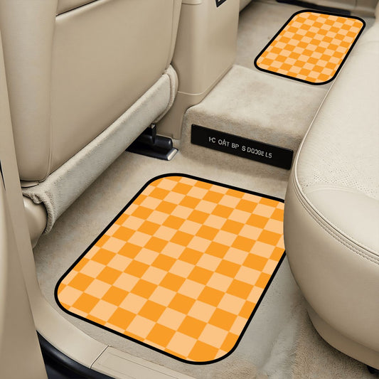 Orange Checkered Car Mats - Set of 2 - Rear