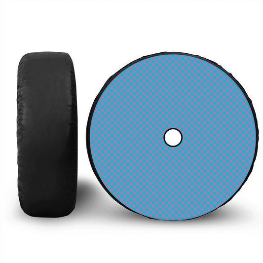 Blue & Purple Mini Checkered Spare Tire Cover with Camera Hole