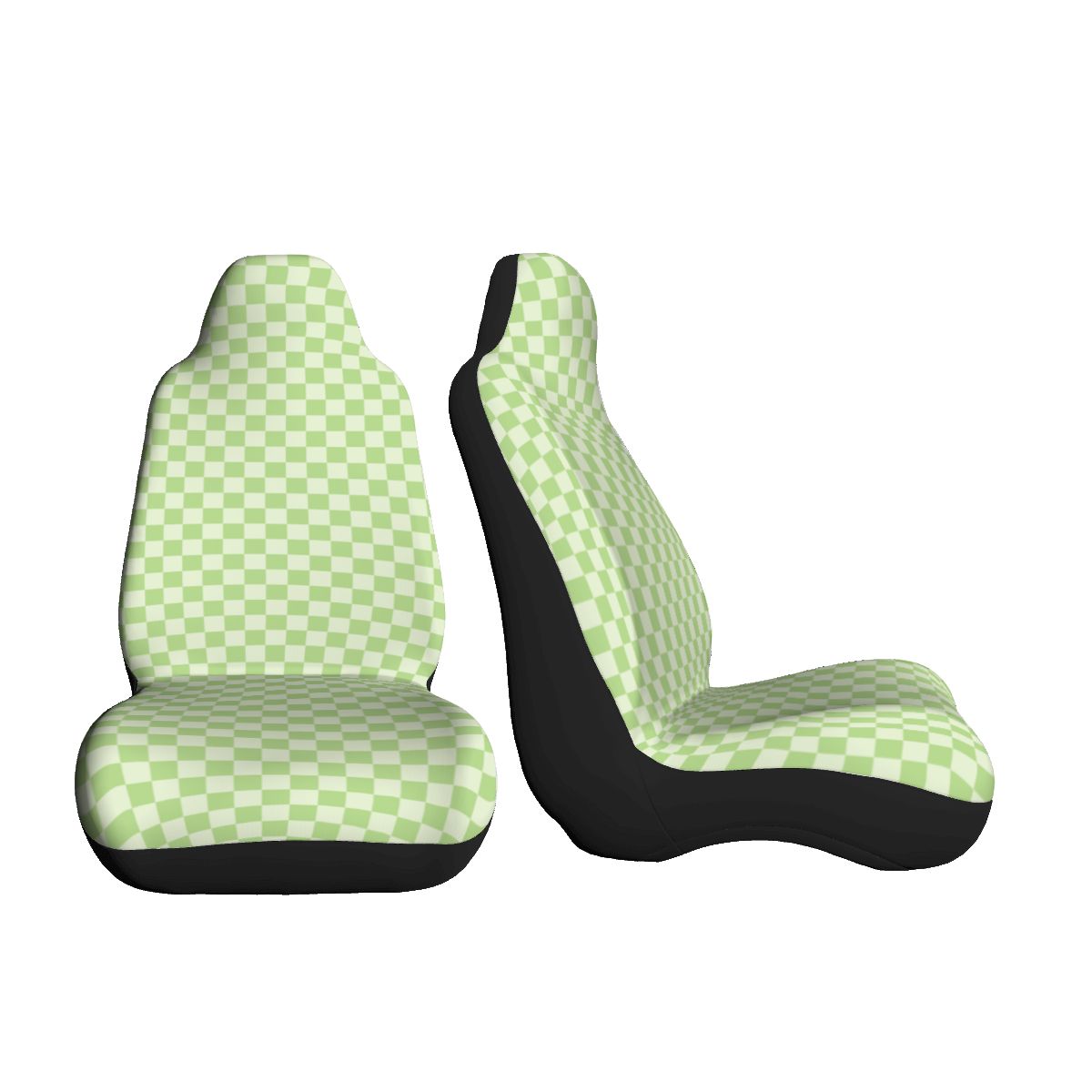 Green Checkered Car Seat Covers - Set of 2