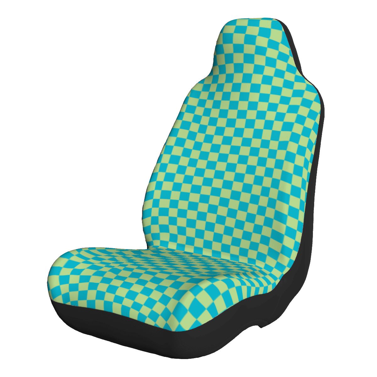 Blue & Green Checkered Car Seat Covers - Set of 2