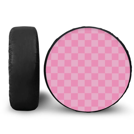 Pink Checkered Spare Tire Cover
