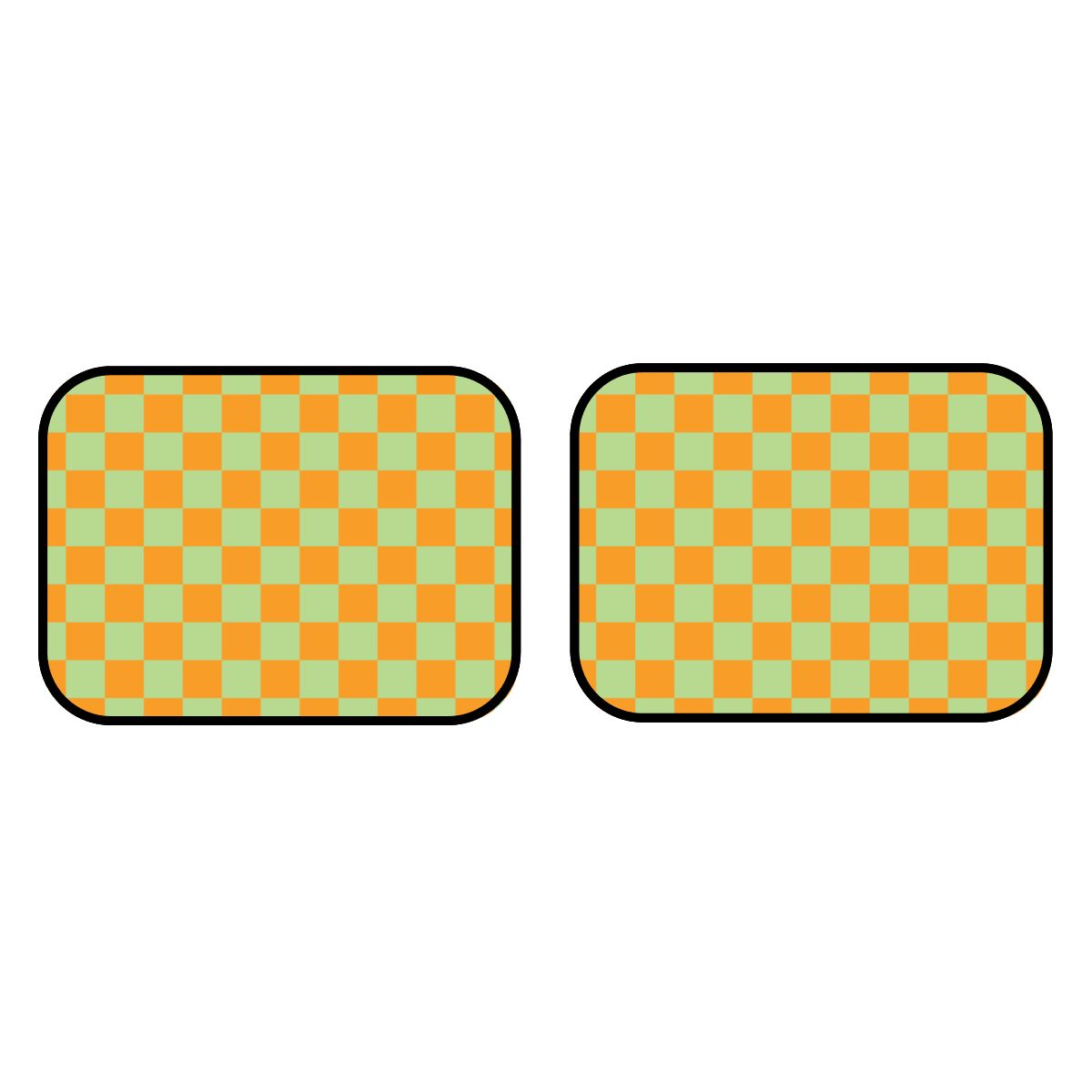 Orange & Green Checkered Car Mats - Set of 2 - Rear