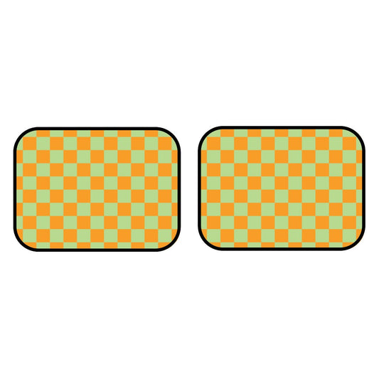 Orange & Green Checkered Car Mats - Set of 2 - Rear