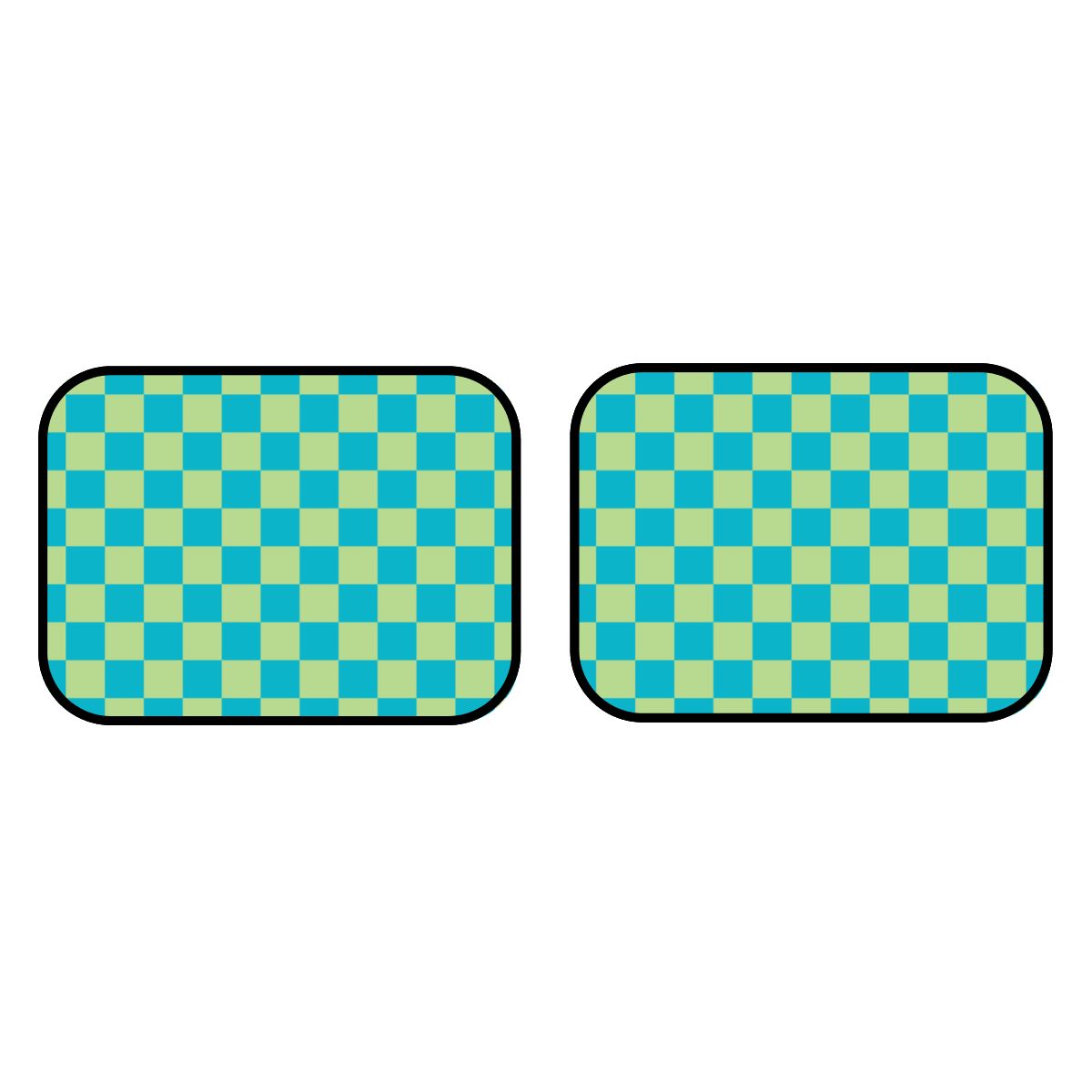 Blue & Green Checkered Car Mats - Set of 2 - Rear
