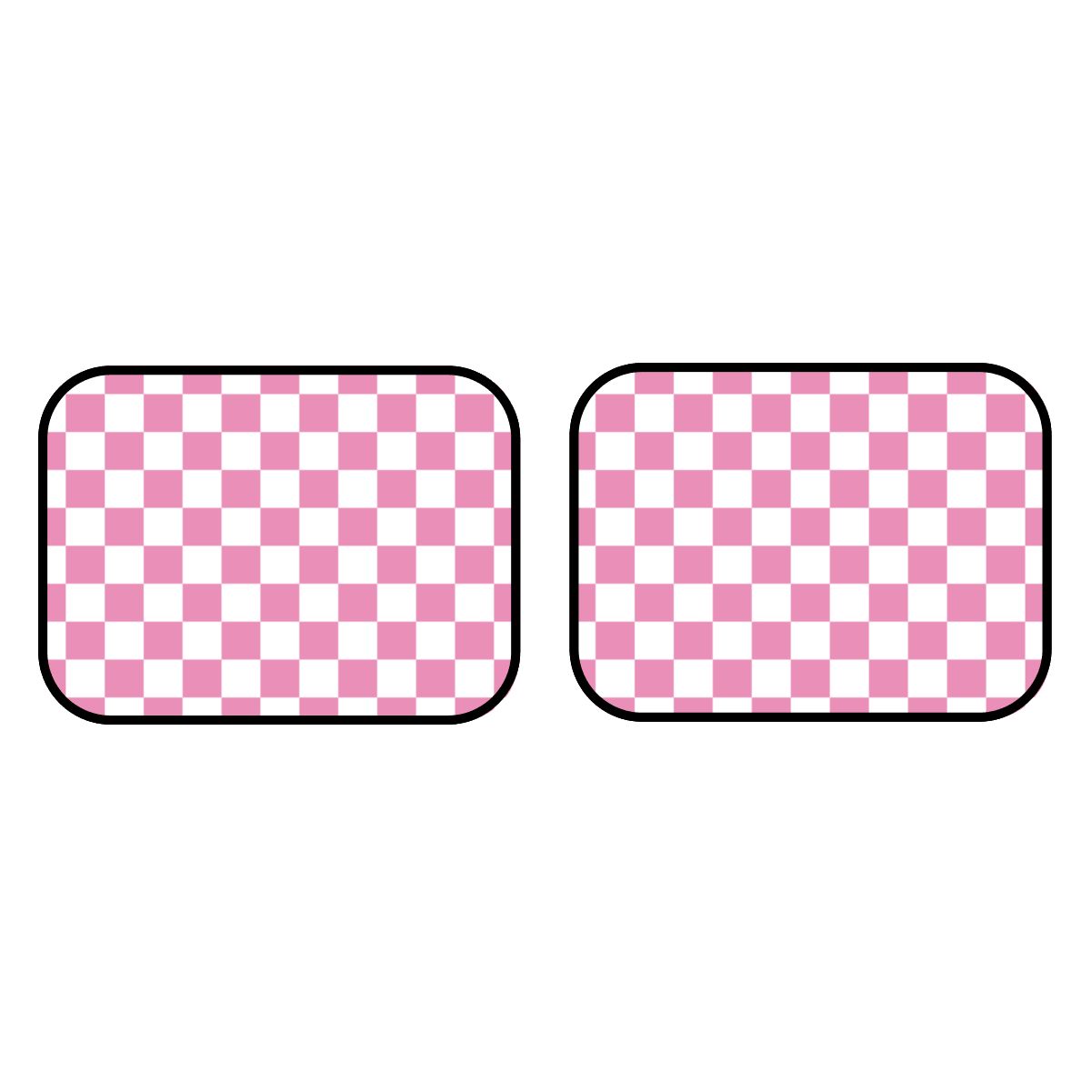 White & Pink Checkered Car Mats - Set of 2 - Rear
