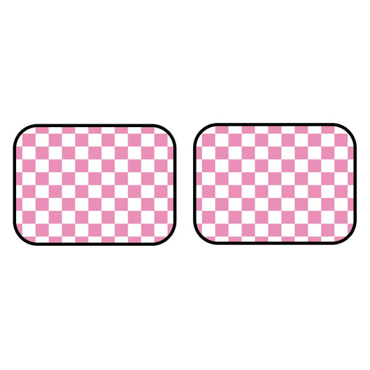 White & Pink Checkered Car Mats - Set of 2 - Rear