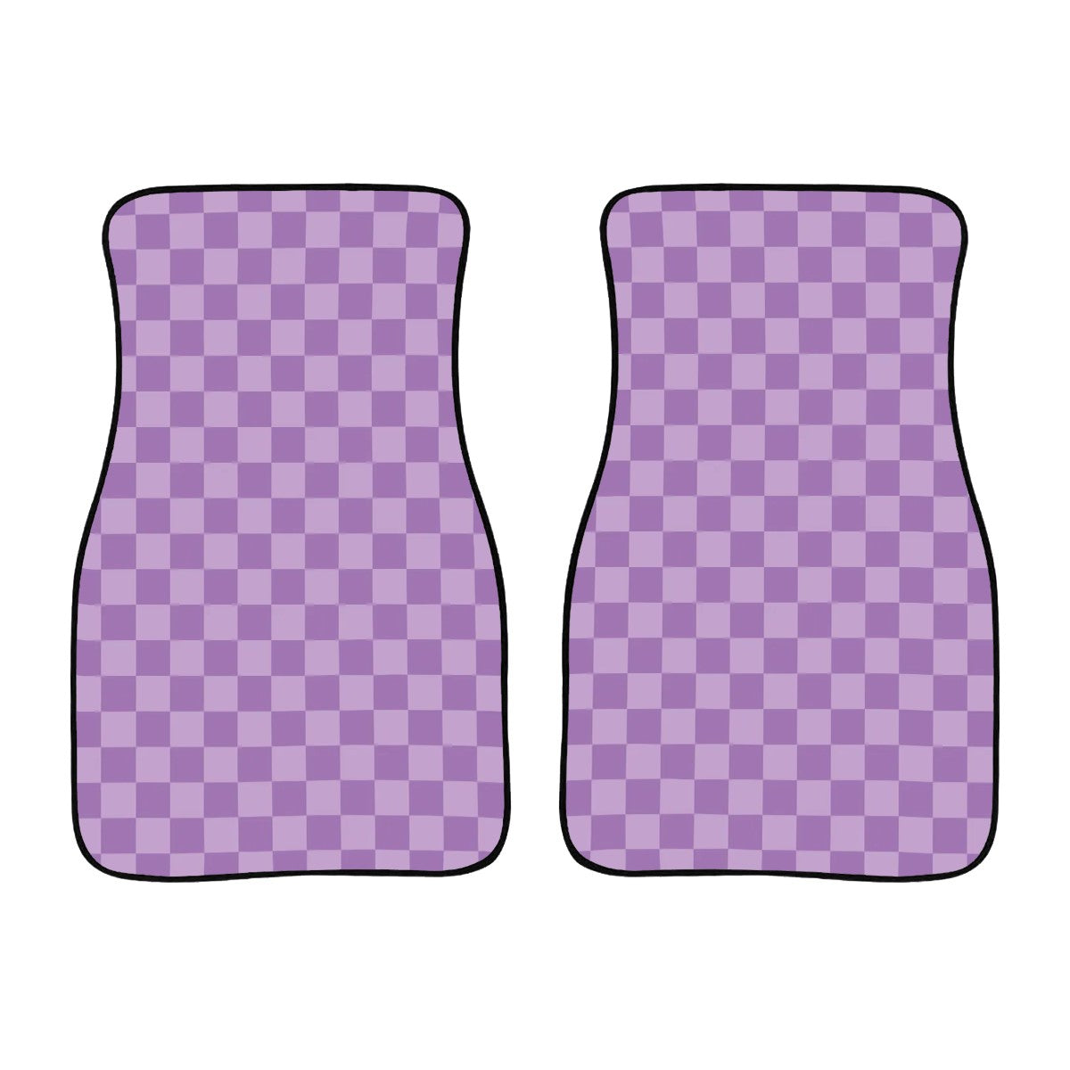 Purple Checkered Car Mats - Set of 2 - Front