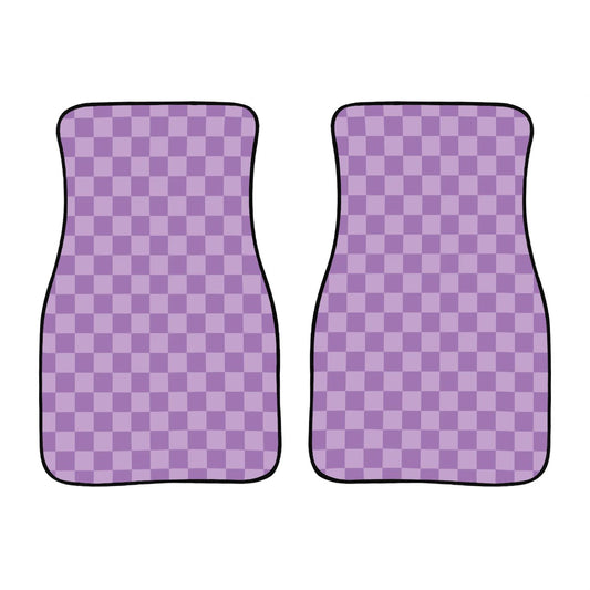 Purple Checkered Car Mats - Set of 2 - Front