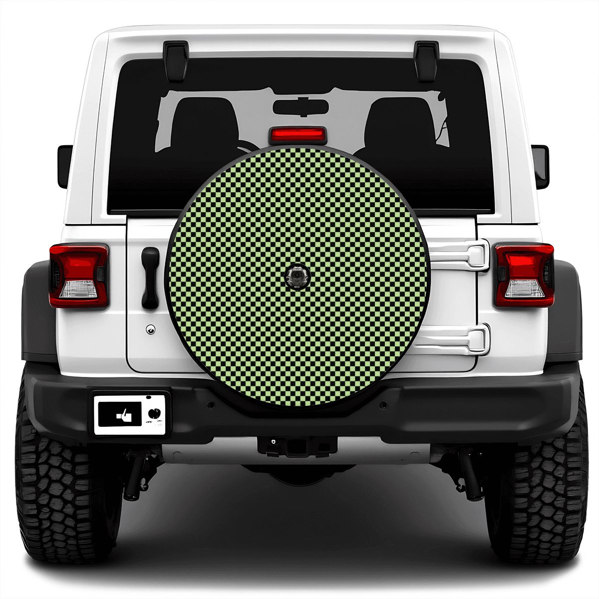 Black & Green Mini Checkered Spare Tire Cover with Camera Hole
