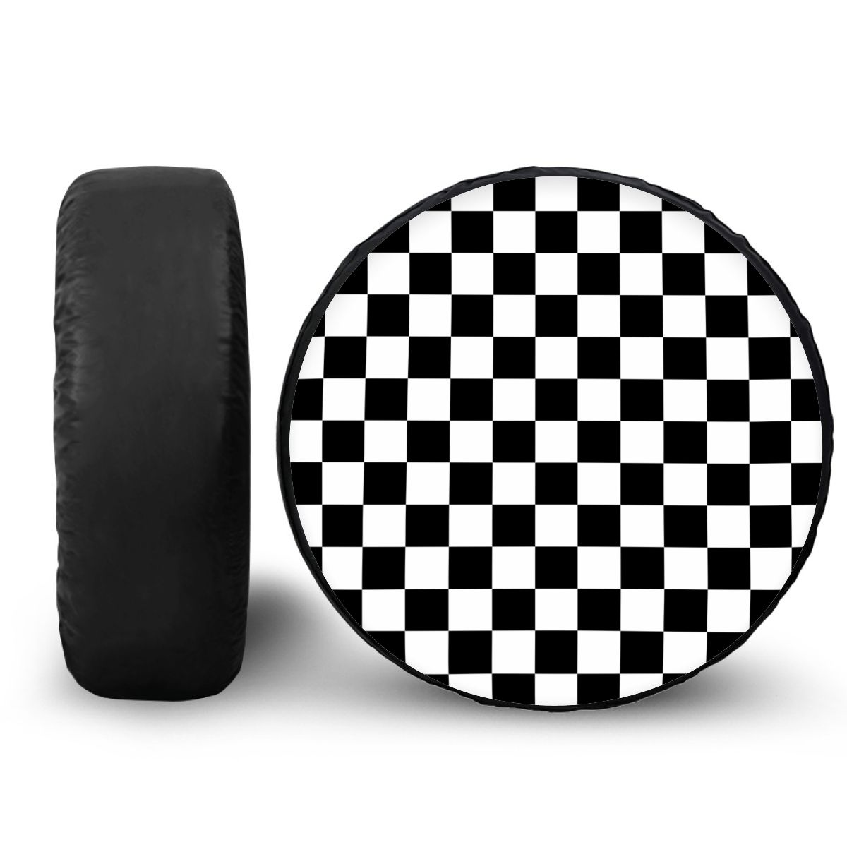 Black & White Checkered Spare Tire Cover