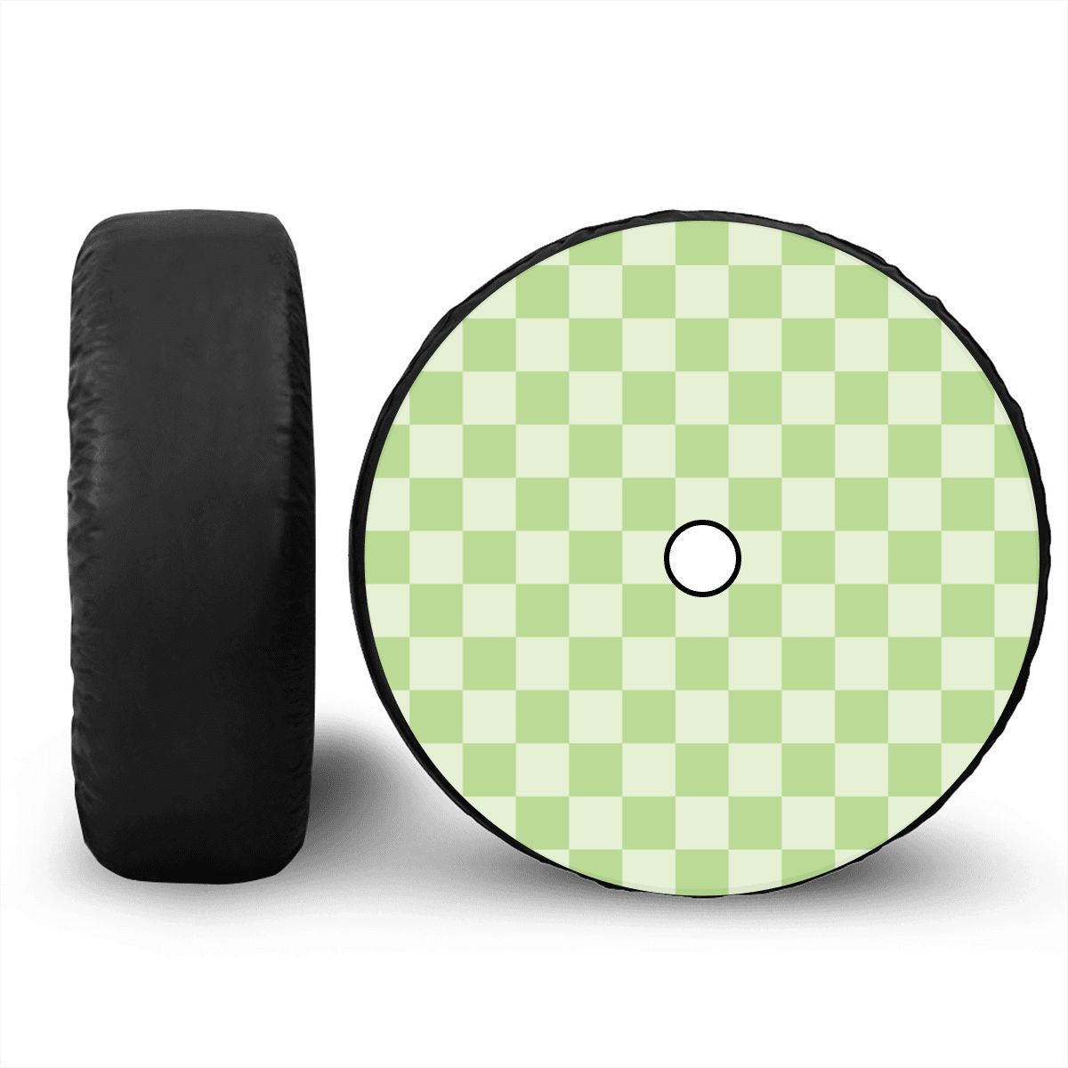 Green Checkered Spare Tire Cover with Camera Hole