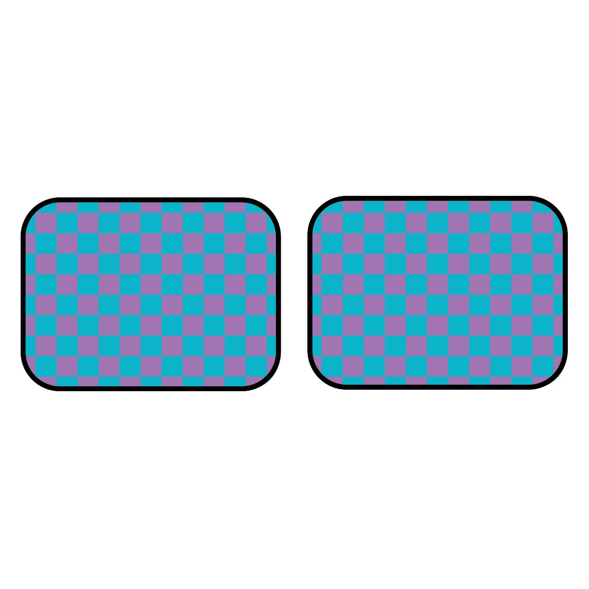 Blue & Purple Checkered Car Mats - Set of 2 - Rear