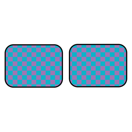 Blue & Purple Checkered Car Mats - Set of 2 - Rear