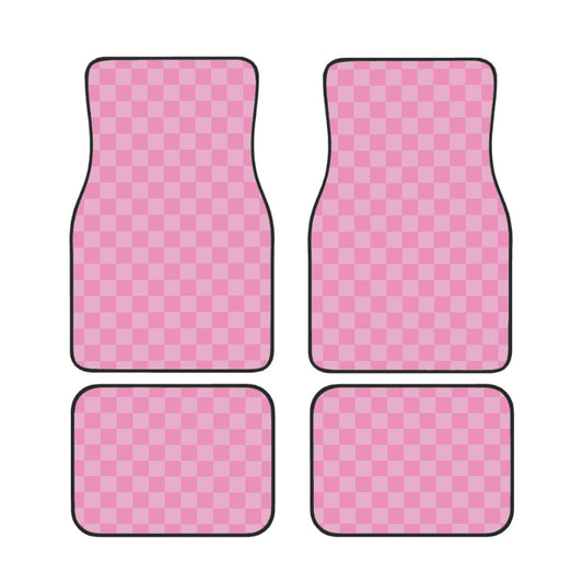 Pink Checkered Car Mats - Set of 4
