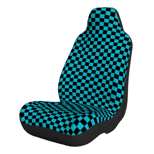 Black & Blue Checkered Car Seat Covers - Set of 2