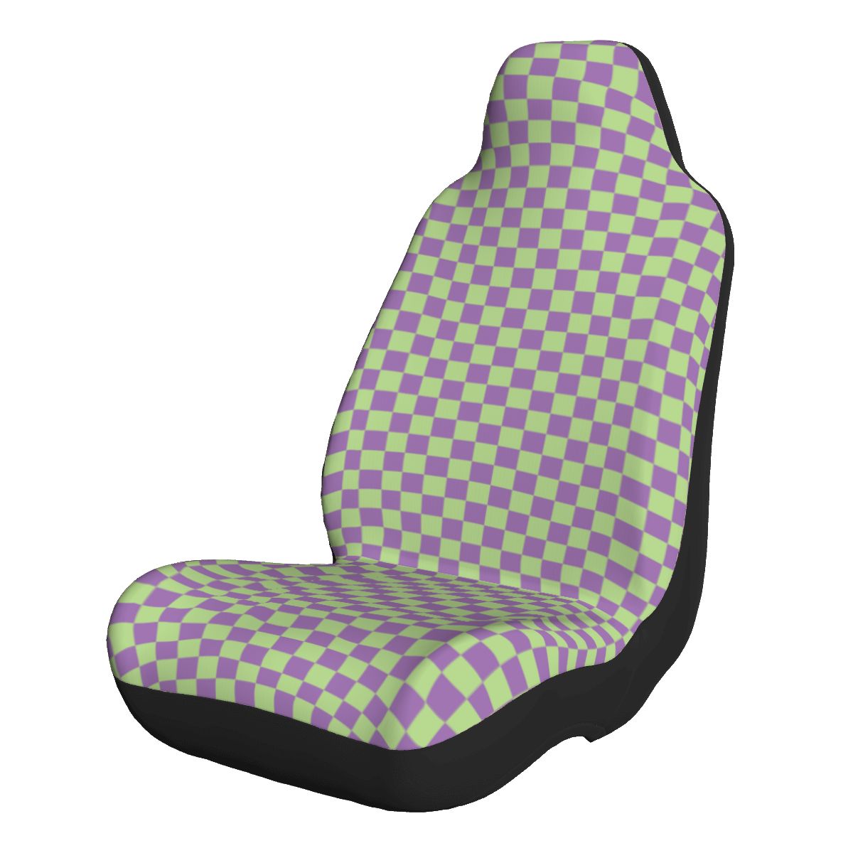 Purple & Green Checkered Car Seat Covers - Set of 2