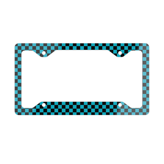 Black & Blue Checkered Metal License Plate Frame