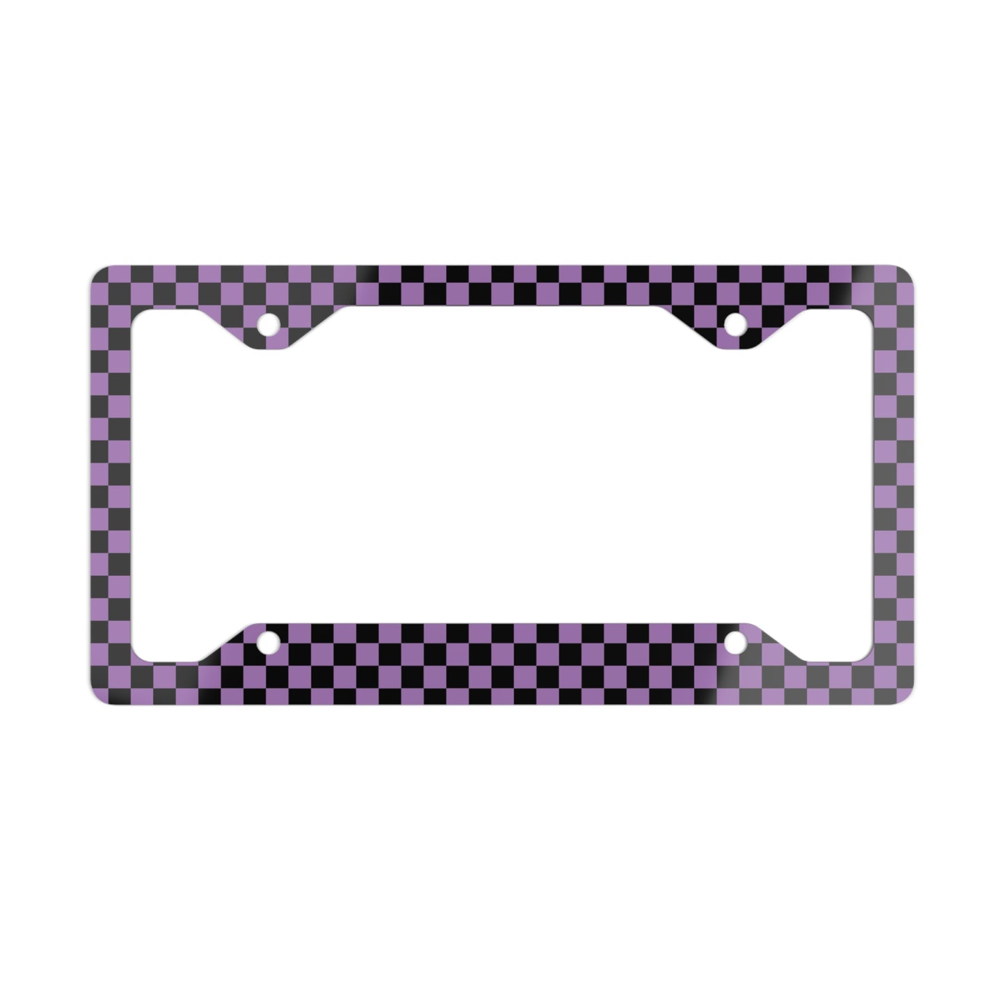 Black & Purple Checkered Metal License Plate Frame