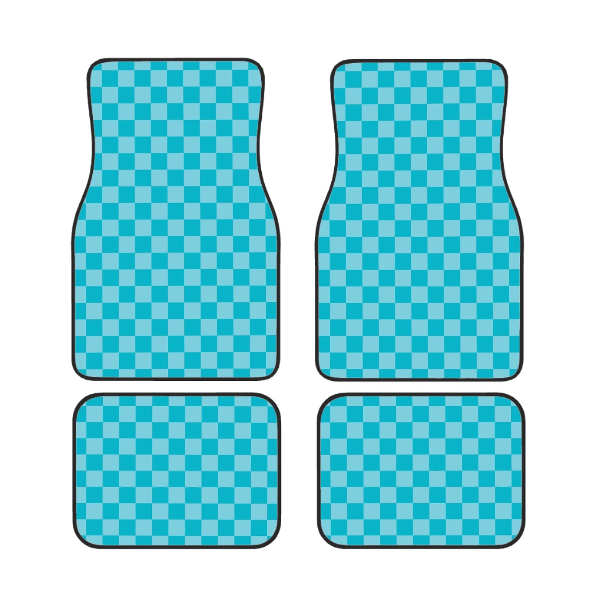 Blue Checkered Car Mats - Set of 4
