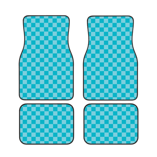 Blue Checkered Car Mats - Set of 4