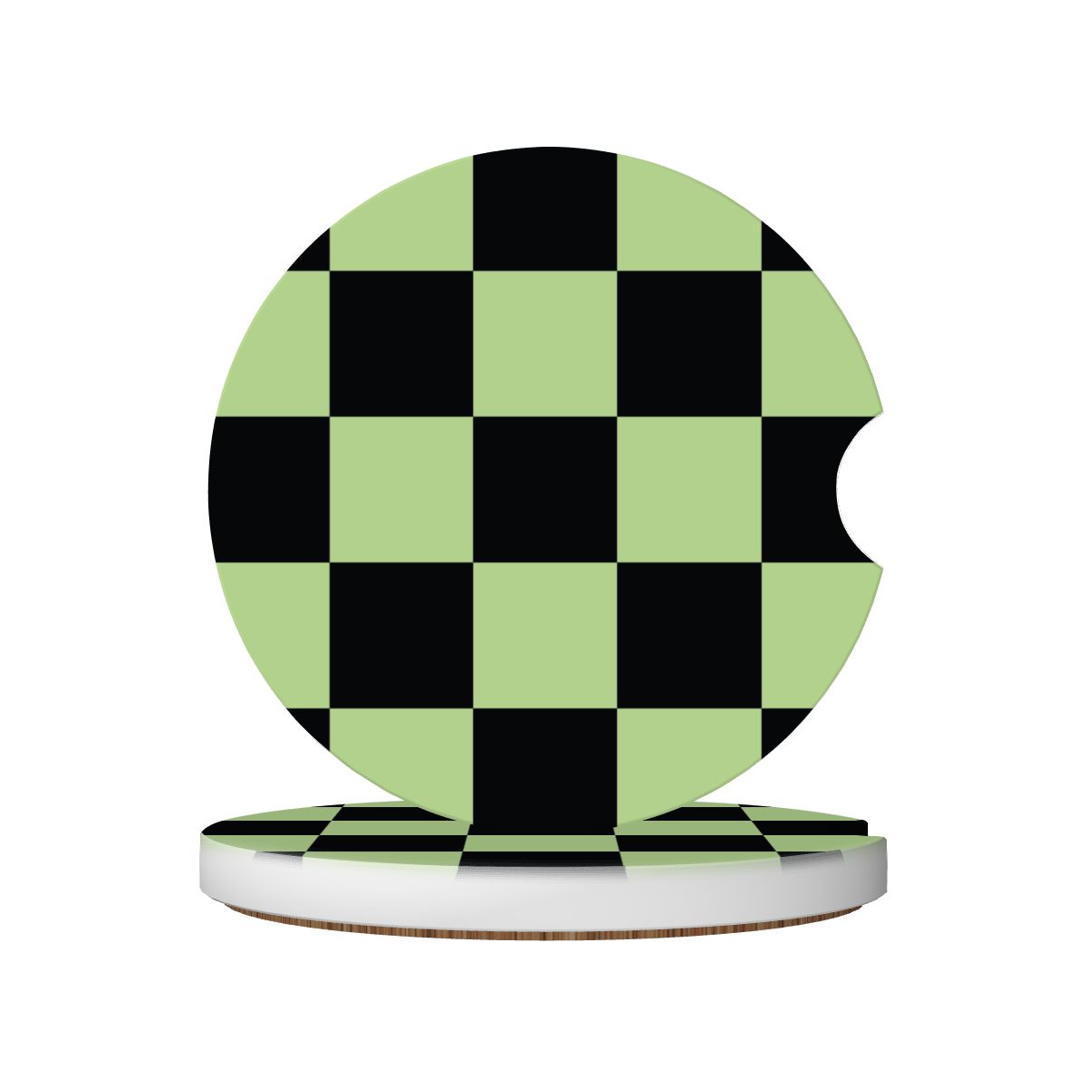 Black & Green Checkered Ceramic Coasters - Set of 2