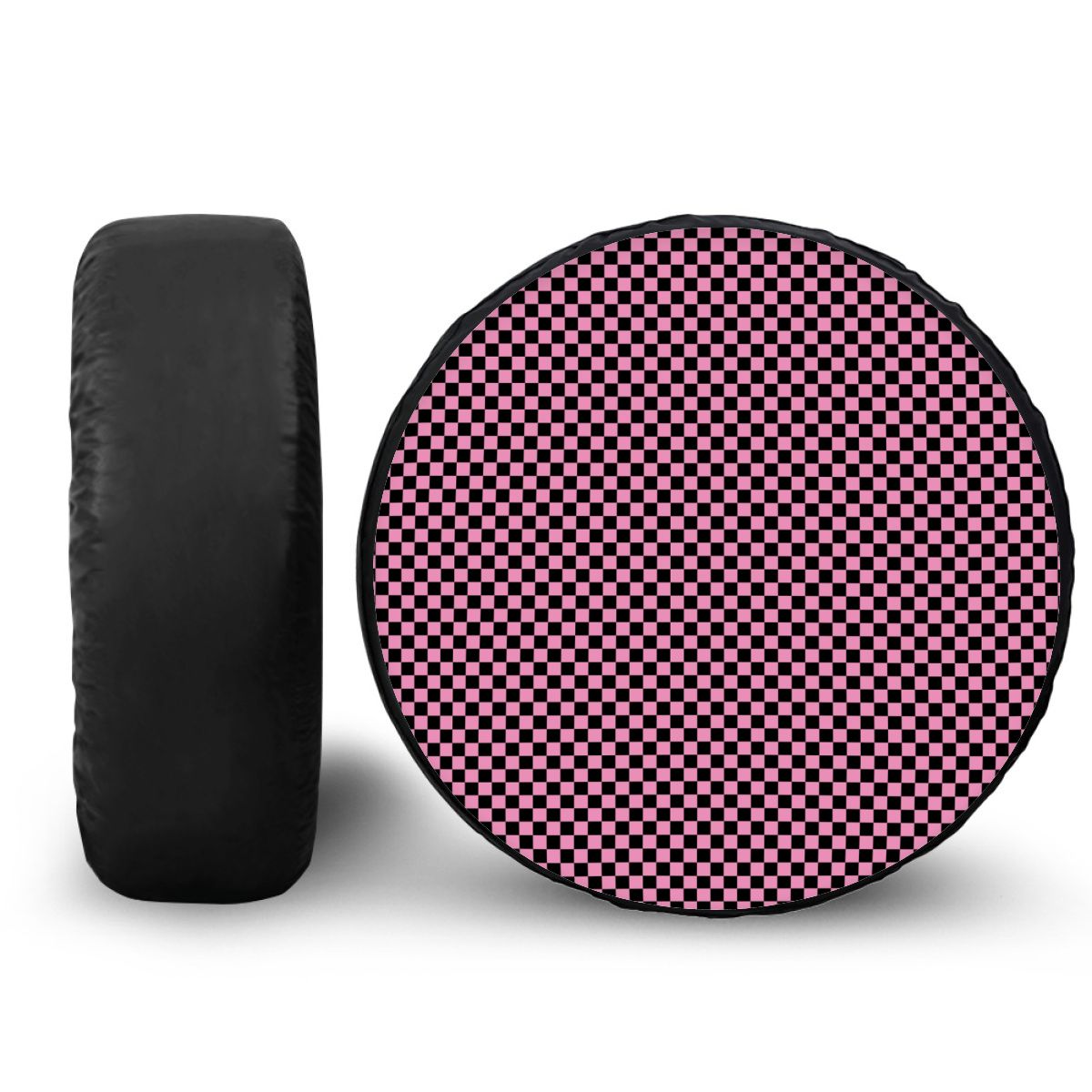 Black & Pink Mini Checkered Spare Tire Cover