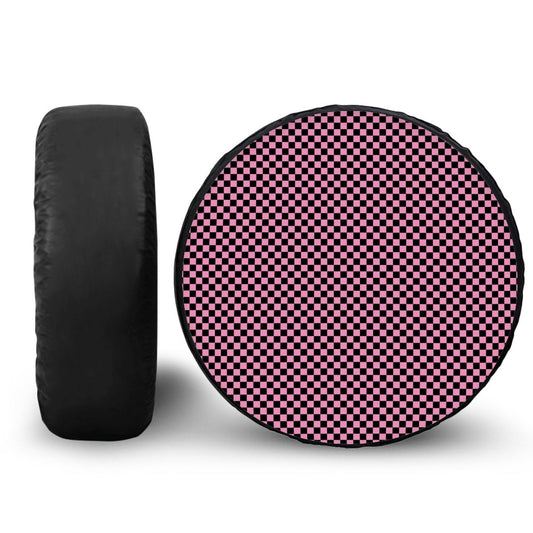 Black & Pink Mini Checkered Spare Tire Cover