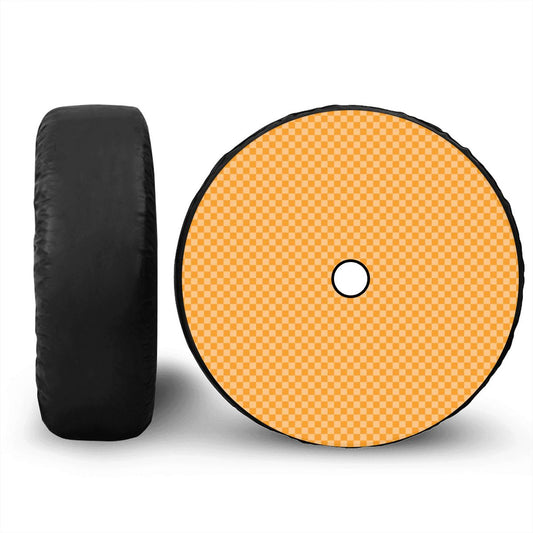 Orange Mini Checkered Spare Tire Cover with Camera Hole