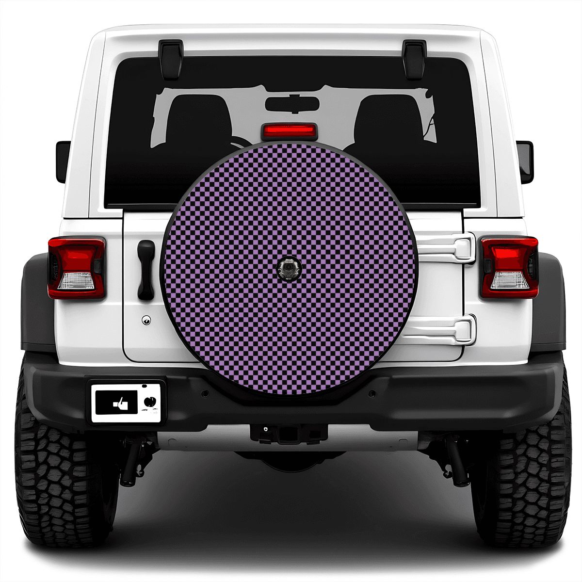 Black & Purple Mini Checkered Spare Tire Cover with Camera Hole