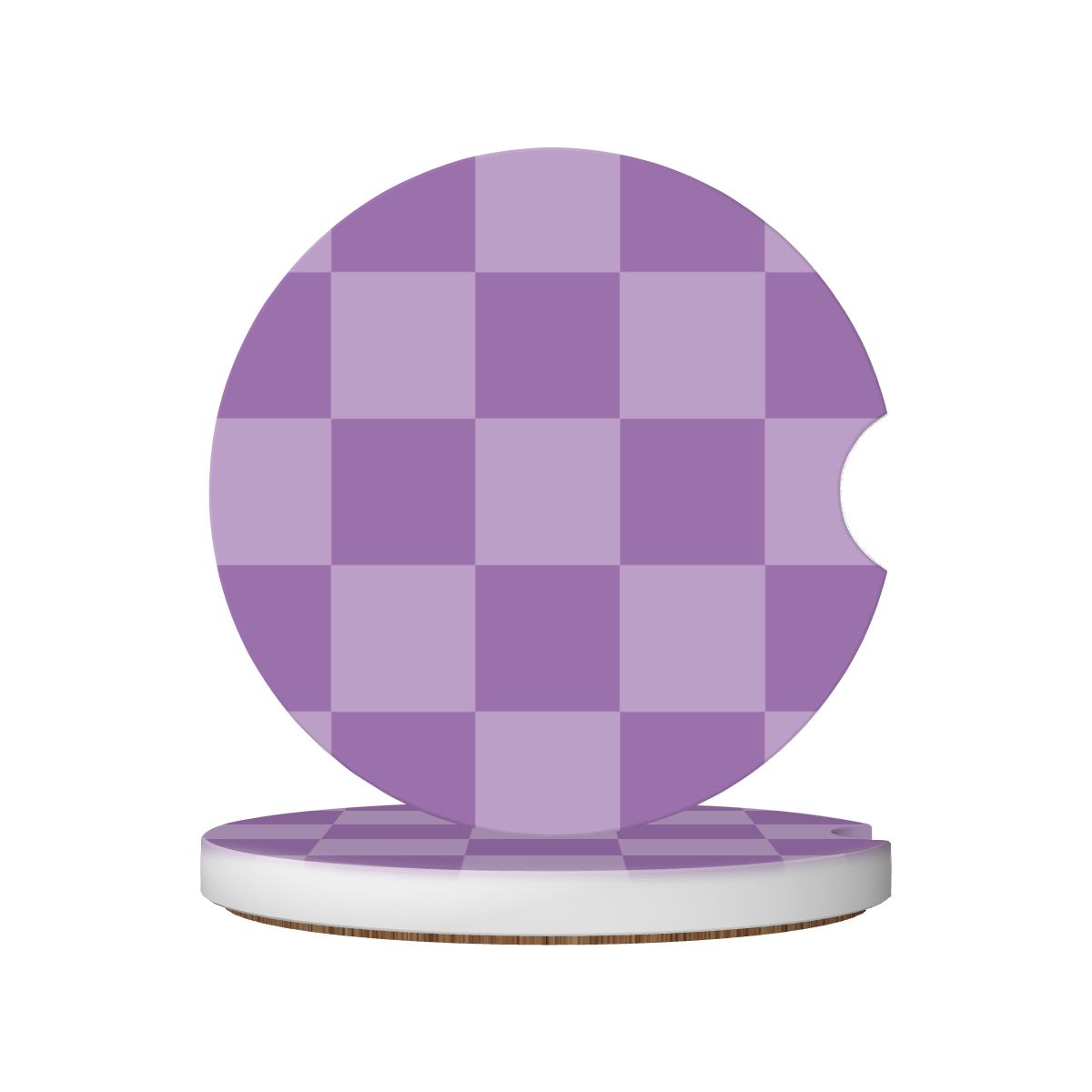Purple Checkered Ceramic Coasters - Set of 2