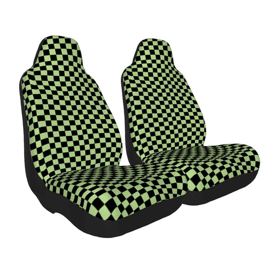 Black & Green Checkered Car Seat Covers - Set of 2