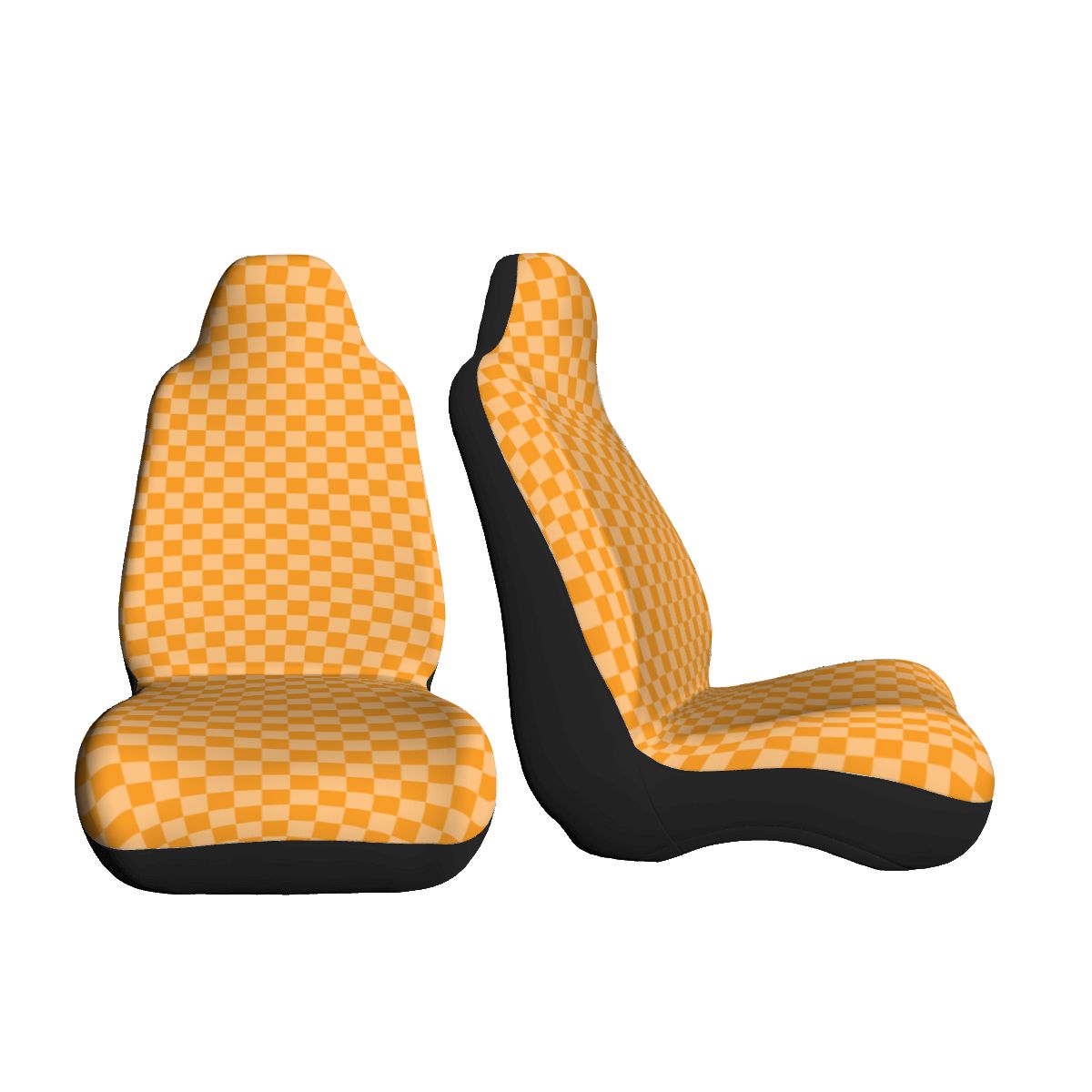 Orange Checkered Car Seat Covers - Set of 2