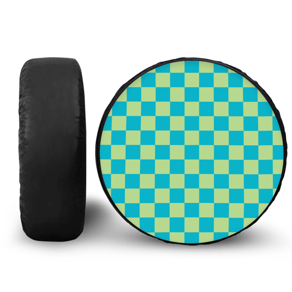 Blue & Green Checkered Spare Tire Cover
