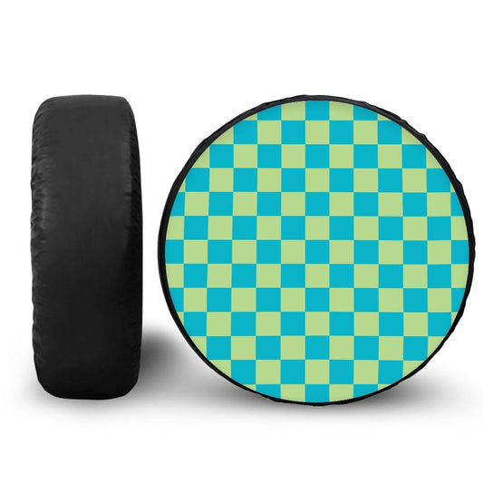 Blue & Green Checkered Spare Tire Cover