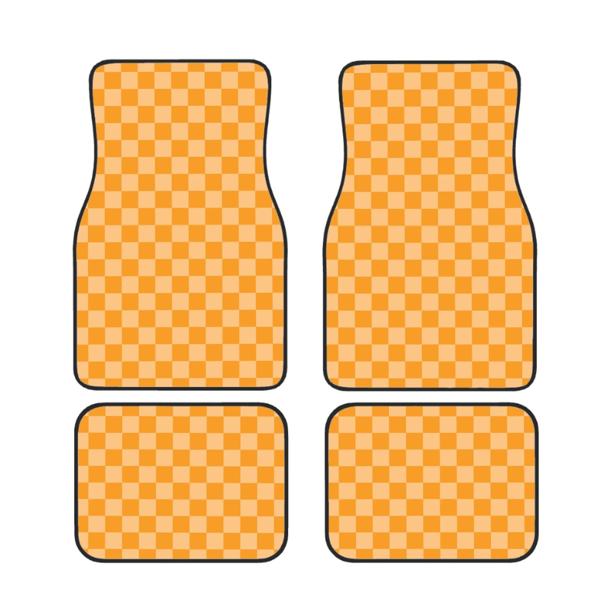 Orange Checkered Car Mats - Set of 4