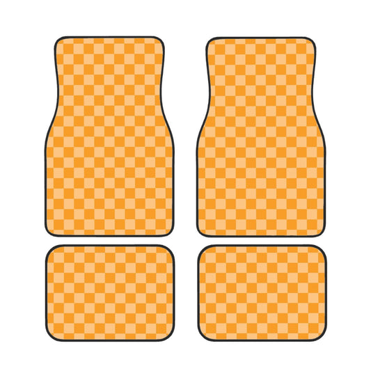 Orange Checkered Car Mats - Set of 4