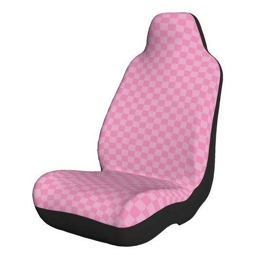 Pink Checkered Car Seat Covers - Set of 2